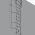 Hymer 5.60m Fixed Vertical Aluminium Ladder with Safety Cage
