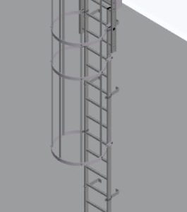 Hymer 7.28m Fixed Vertical Aluminium Ladder with Safety Cage