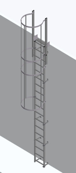 Hymer 9.24m Fixed Vertical Aluminium Ladder with Safety Cage
