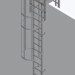 Hymer 2.80m Fixed Vertical Aluminium Ladder – Roof Parapet with Hoops and Crossover
