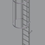 Hymer 8.40m Fixed Vertical Aluminium Ladder Roof Hatch Access with Hoop