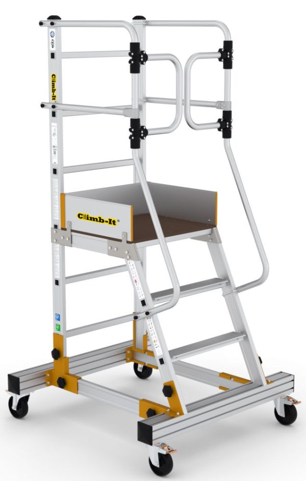 Climb-It Aluminium 4 Tread EN131 Pro Mobile Step with Safety Gate