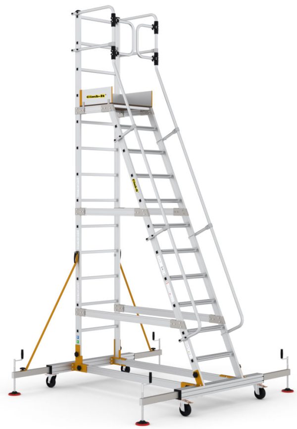 Climb-It Aluminium 12 Tread EN131 Pro Mobile Step with Safety Gate