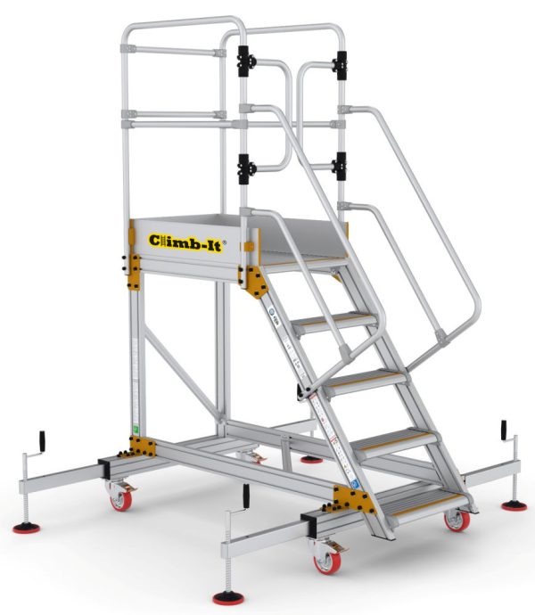Climb-It 5 Tread Extra Large Platform Safety Step with Adjustable Stabilisers