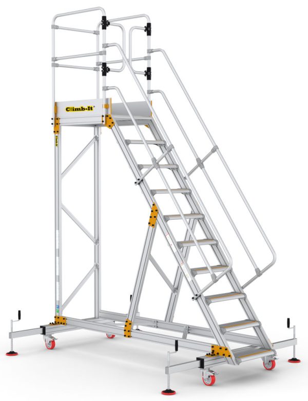 Climb-It 10 Tread Extra Large Platform Safety Step with Adjustable Stabilisers