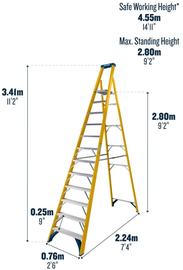 Werner 717 Series 12 Tread GRP Platform Step Ladder