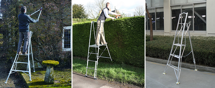 platform step ladders in the garden