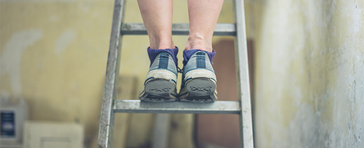 Climbing a loft ladder