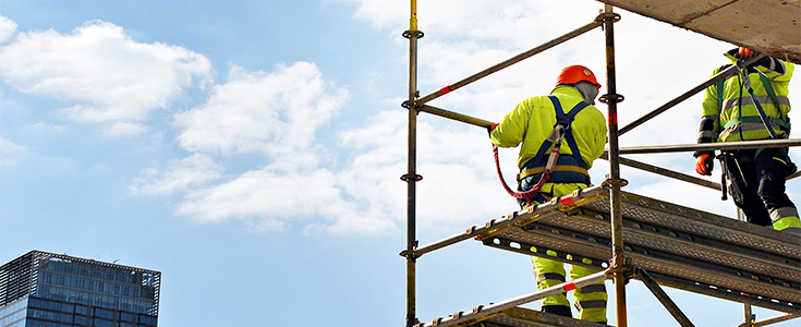 working on scaffold tower