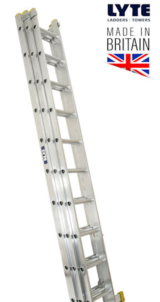 Lyte 3.0m 3-Section (EN131 Pro) Aluminium Extension Ladder