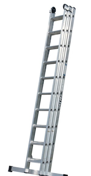 Lyte 4.0m 3-Section Industrial (EN131 Pro) Aluminium Extension Ladder