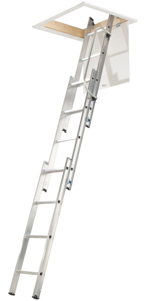 Werner 3-Section Aluminium Loft Ladder with Handrail