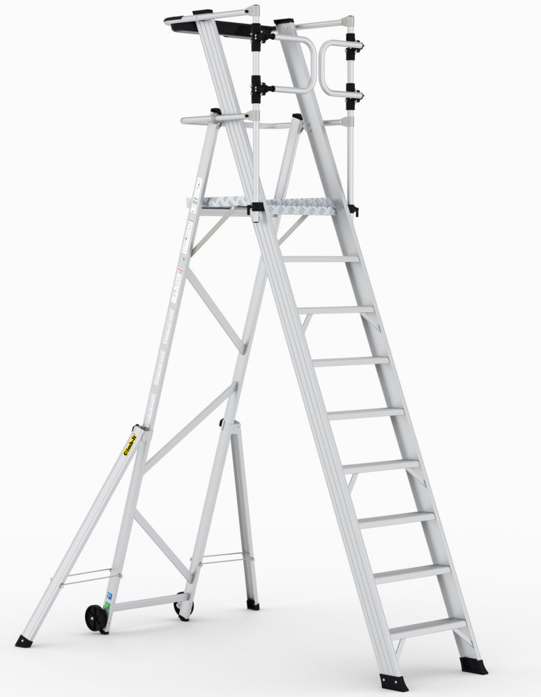 Climb-It 9 Tread Large Platform Folding Step with Safety Gates