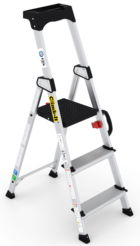 Climb-It 3 Tread EN131 Pro Step Ladder with Carry Handle