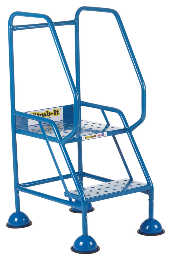 2 Tread Climb-It® Blue Domed Feet Step with Punched Metal Tread