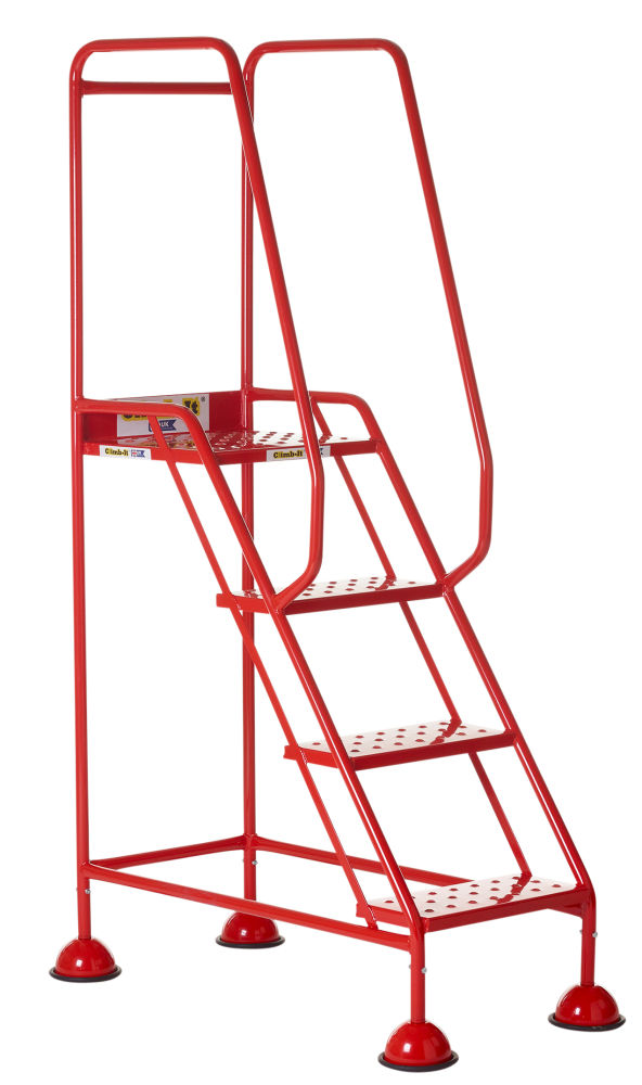 Climb-It® Red Domed Feet Steps with Punched Metal Treads